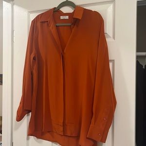 Aritzia babaton academy silk blouse in burnt orange